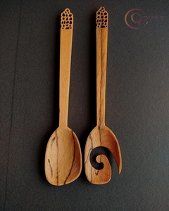 Juego de Cubiertos de Madera de Lujo, Utensilios Desechables Sostenibles con Acabado Natural Elegante, Reutilizables y Aptos para Lavavajillas, para Uso en Servicios de Catering - Product Image 3