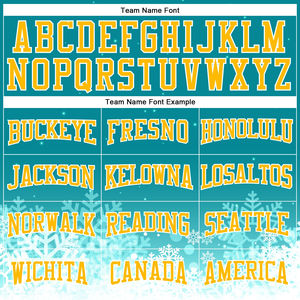 Sudadera con Capucha Deportiva de Alta Calidad al por Mayor, Diseño Personalizado con Impresión OEM, Color Verde Azulado, Dorado y Blanco, con Diseño de Copos de Nieve en 3D, para Adultos - Product Image 3