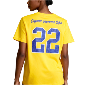 T-shirt Dry Fit à paillettes Sigma Gamma Rho Or pour femme, avec lettres grecques, vêtement de sororité SGR, manches courtes, coupe athlétique Sigma Gamma - Product Image 6