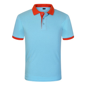 เสื้อเชิ้ตผ้าถักแขนสั้นคอสูงสำหรับผู้ชายผ้าคอตตอนดีไซน์100% โลโก้ปักลาย - Product Image 4