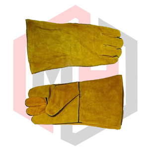 Gants de soudage de protection, antistatiques, texture lisse, pour soudage MIG TIG, forge, barbecue, cheminée, en cuir résistant aux déchirures, 14 - Product Image 6