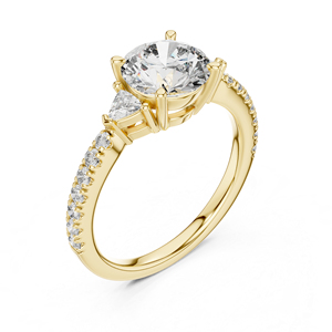 Anillo de Oro Blanco de 14K con Diamantes Cultivados en Laboratorio en Corte Trillón y Redondo |   Ropa de Oficina |   Diamante Cultivado Nuevo - Product Image 4