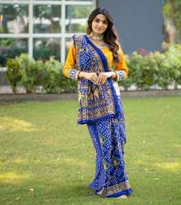 Dernier Designer Pure Gajji Soie Bandhani Imprimé Saree Par Fab Zone - Product Image 5