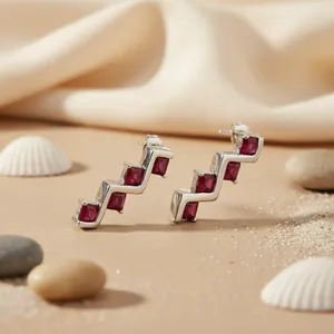 Boucles d'oreilles pendantes en turquoise et or blanc tendance certifiées GIA pour femmes, plaquées or - Product Image 2