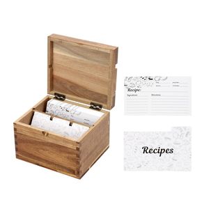 Boîte à recettes en bois naturel |   Travail artisanal soigné |   Fournisseur en gros - Product Image 2