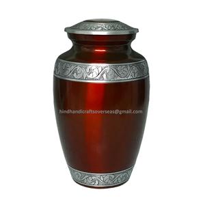 Urna de cremación de aluminio rojo Suministros funerarios Recuerdo de metal Urnas de cenizas funerarias Fabricante y exportador de India - Product Image 1