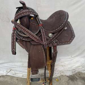 Ensemble de selle en cuir western avec décorations de barrel racing haut de gamme, en bois |   Accessoires en acier inoxydable façonnés à la main, ensemble de tack gratuit pour l'équitation - Product Image 5