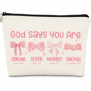 Bolsa de cosméticos de lona con estampado de lazo al por mayor, neceser con cremallera, bolsa de almacenamiento de joyas <span class=keywords><strong>para</strong></span> <span class=keywords><strong>mujer</strong></span>, organizador de viaje <span class=keywords><strong>para</strong></span> niñas - Product Image 1