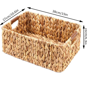 Cesta de Almacenamiento de Jacinto de Agua Tejida a Mano, Económica y al por Mayor, Cesta Natural Bohemia Sostenible para Baño y Sala de Estar - Product Image 3