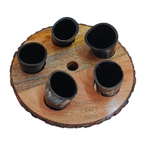 Corne à boire décorative avec support en bois, corne naturelle de vache, d'ox ou de buffle, décoration de table rustique nordique viking - Product Image 4