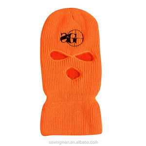 Masque de ski 3 trous tricoté sur mesure cagoule couverture complète du visage du rappeur bandit avec logo brodé - Product Image 1