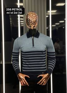 Suéter Casual de Invierno para Hombre, Transpirable, Antiarrugas, con Logotipo Frontal Estampado, Jacquard, Manga Larga, Cálido, 100% Algodón, a Rayas - Product Image 5