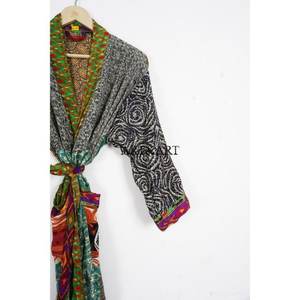 Nouvelle arrivée, robe de chambre d'été, vêtements de plage, robe de chambre, kimono en soie, doux et confortable, peignoir, grande taille, patchwork - Product Image 3