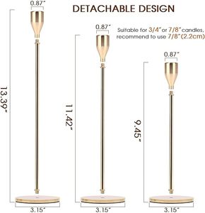 Luxury Modern Romantic Wedding Home Golden Metal Candlestick Stand Long <b>Taper</b> <b>Candle</b> Holder Set for Decorative - Product Image 4