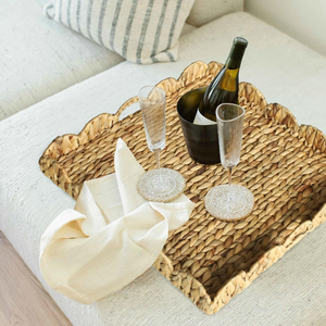 Bandeja de mesa otomana cuadrada extra grande al mejor precio, jacinto de agua tejido de Vietnam, bandeja de café de gran tamaño festoneada para baño de escritorio - Product Image 3