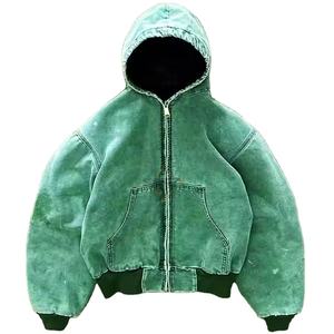 Sweats à capuche zippés pour hommes, lavage à l'acide, 100% coton, basiques, surdimensionnés, délavés, coupe ample, unisexe, vente en gros de sweats à capuche zippés lavés à l'acide - Product Image 5