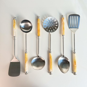 VENTES FLASH Ensemble de cuisine en acier inoxydable poli mat avec poignée en résine pour la cuisine à domicile et les mariages - Product Image 3