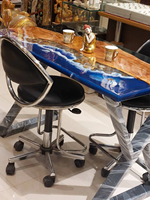 Table à manger rectangulaire de luxe en bois d'acacia et résine époxy, plateau étanche, idéale pour la maison, le bureau, le salon, la retraite, Diwali