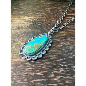 Collier de luxe Sheila Becenti avec pendentif en forme de goutte d'eau, turquoise, sertissage clos en argent sterling, pour usage quotidien féminin - Product Image 4
