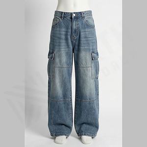 Jeans baggy pour homme, pantalon en denim à jambes larges délavé, pantalon décontracté à coupe ample, streetwear, meilleurs prix, couleur personnalisée, vente en gros - Product Image 1