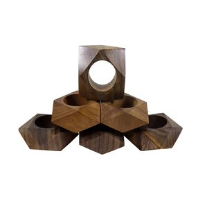 Rond de serviette en bois fait main de classe avec 6 ronds de serviette décoratifs pour une pièce de design sculptée au meilleur prix - Product Image 3