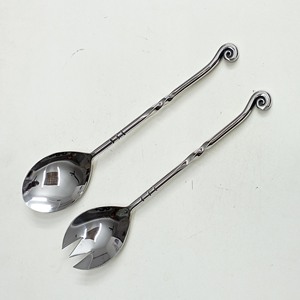 Ensemble de service à salade en acier inoxydable poli miroir à gros nœuds fait à la main Vaisselle Ensemble de service alimentaire décoratif - Product Image 3