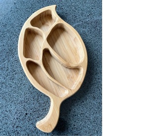 Plateau décoratif en forme de feuille, plateau de service en bois de mangue poli foncé de qualité supérieure, meilleure vente - Product Image 6