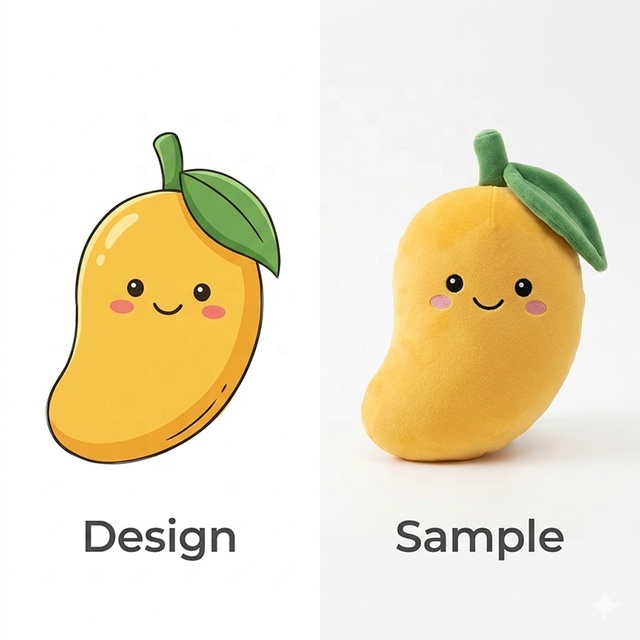 Eco-Friendly Material Adorable Mango Shaped Plush Pillow Soft Fruit Stuffed Toy for Kids Gift