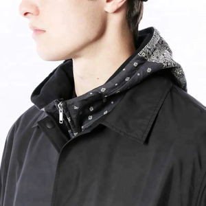 2026 OEM Vente en gros Vestes bomber noires décontractées personnalisées, coupe-vent personnalisés en toile, vêtements d'extérieur OEM, vestes pour hommes, vestes tissées - Product Image 4