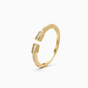 Minimalist Open-<b>Top</b> Lab Grown Diamond Everyday Wear Delicate Ring 0.05 Ct Round In 9K Yellow White And <b>Rose</b> Gold - Product Image 2