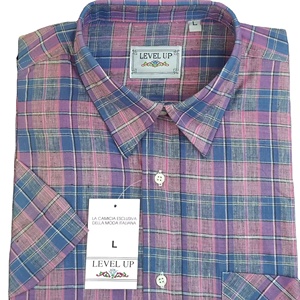 Camicia da uomo in cotone 100% manica corta quadri colorati seguendo <span class=keywords><strong>la</strong></span> tradizione Made in Italy export - Product Image 1