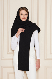 Poncho-châle chic pour femme à capuche en tricot, élégant, chaud, doux au toucher, respirant, écharpe d'hiver à capuche, tricot multifonctionnel - Product Image 6