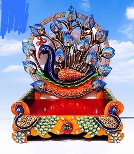 Ost-cama de madera puja Mandir hecha a mano para el hogar, templo de madera indio étnico colorido para adoración, producto de alta calidad - Product Image 6