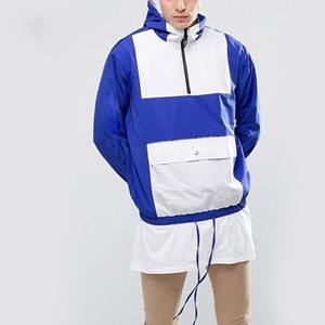 Chaquetas deportivas con capucha y media cremallera con logotipo personalizado para hombre, chaquetas cortavientos impermeables de poliéster para invierno para hombre al aire libre - Product Image 1