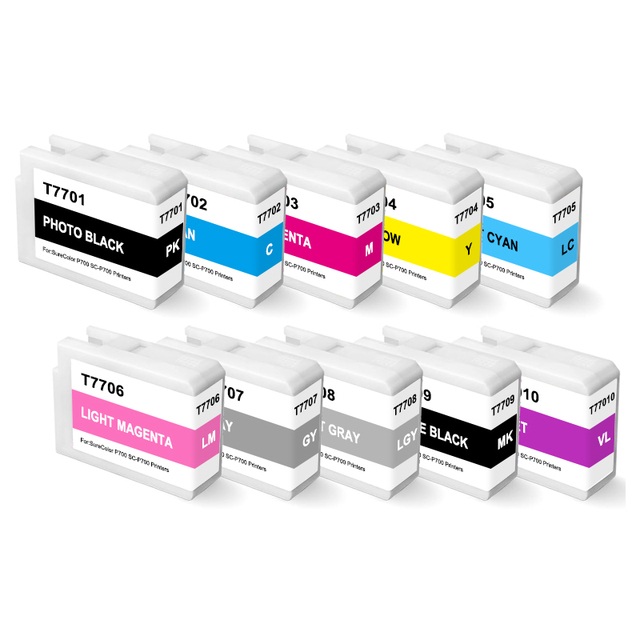 Ink2000 T770 T7700 T7701 - T7709 T770020 - T770920 Compatible Pigment Ink Cartridge With Chip for Epson Surecolor P700 Printer