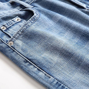 High Street, superventas, pantalones vaqueros rectos informales para hombre, tela de algodón ligera, pantalones cortos de malla holgados transpirables, gran oferta - Product Image 5