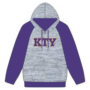 Embroidered Omega <b>Hoodie</b> Premium Heather Grey & Purple Raglan Sleeves Greek Fraternity Apparel Divine Nine HBCU College Clothing - Product Image 2