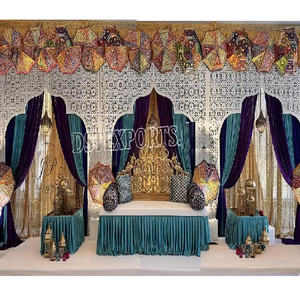 Telón de Fondo de Metal con Corte Láser para Bodas con Temática Pakistaní, Decoración para Ceremonias de Boda Árabes, Telón de Fondo con Temática Marroquí, Estructura Metálica para Escenarios en EE. UU. - Product Image 1