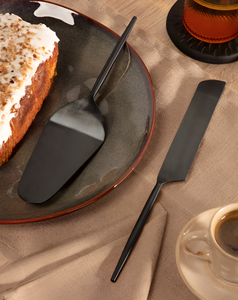 Elegante negro de acero inoxidable Pastel de Bodas cuchillo y servidor Set restaurante Hotel en precio asequible - Product Image 5