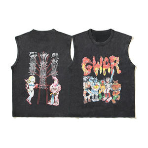 Vintage 2025 <b>Men's</b> Gym <b>Clothing</b> Oversized Washed Cotton Tank Tops High Street <b>Goth</b> Style Summer Sleeveless Vest T Shirt Top - Product Image 6