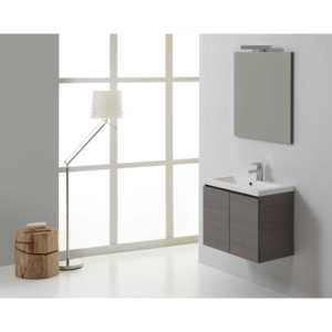 Miami 60cm Suspended Two-Door Bathroom <b>Cabinet</b> with <b>Grey</b> Finish - Product Image 2