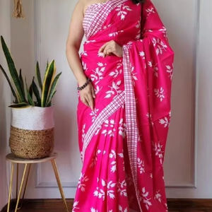 Saree en lin à impression numérique Tendance Vêtements indiens et pakistanais - Product Image 1