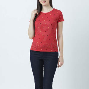 Camiseta estampada sólida 2025 para mujer con mangas cortas y Camiseta estampada de ajuste cómodo para mujer - Product Image 5