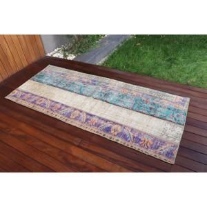 Tapis turc vintage, tapis de 2,8 x 6,8 pieds, tapis persan à accents bleus - Product Image 2