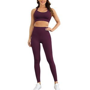 Vêtements de fitness pour femmes de haute qualité Legging de yoga sans couture et ensemble de soutien-gorge vêtements de sport de gymnastique en taille XS en coton - Product Image 1