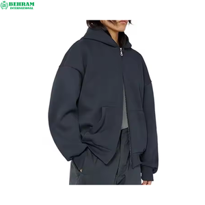 Custom Vintage Red Unisex Zipper Hoodies Regular Fit Drop Shoulder Thermal Polyester/Cotton French Terry 400 Grams Hooded - Product Image 1