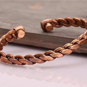 Brazalete Magnético de Cobre con Diseño de Estrella Vintage, Unisex, Hecho a Mano en India, Aleación de Cobre, Imitación de Perla, Regalo IN;34648 - Product Image 1