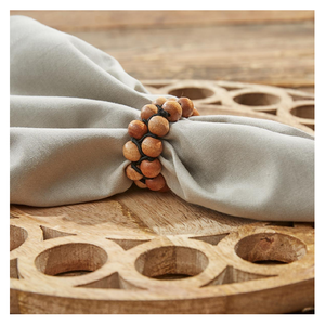 Anillo de servilleta de cuentas de madera, diseño de cuerda Bohemia, Decoración de mesa de diferentes colores, hebilla de servilleta de restaurante, anillo de cuentas de madera - Product Image 2