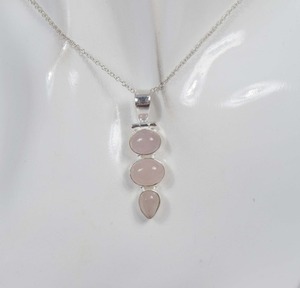 Boho Style cadeau pour l'amour femmes mode pendentif Rose Quartz pierre précieuse 925 pendentif en argent Sterling avec 925 bijoux estampillés - Product Image 2