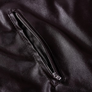 Veste en cuir rétro pour homme, veste de motard à col montant, manteau multi-poches coupe ajustée, vêtements d'extérieur pour l'automne et l'hiver - Product Image 5